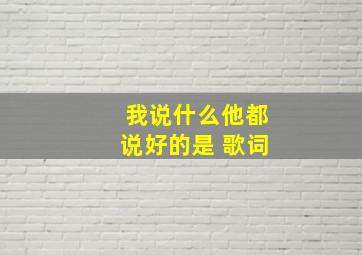 我说什么他都说好的是 歌词